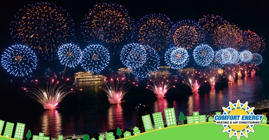 Fireworks exploding in air